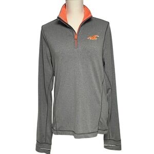 Hollister Sport Gray Orange Quarter Zip Performance Pullover Women's Large